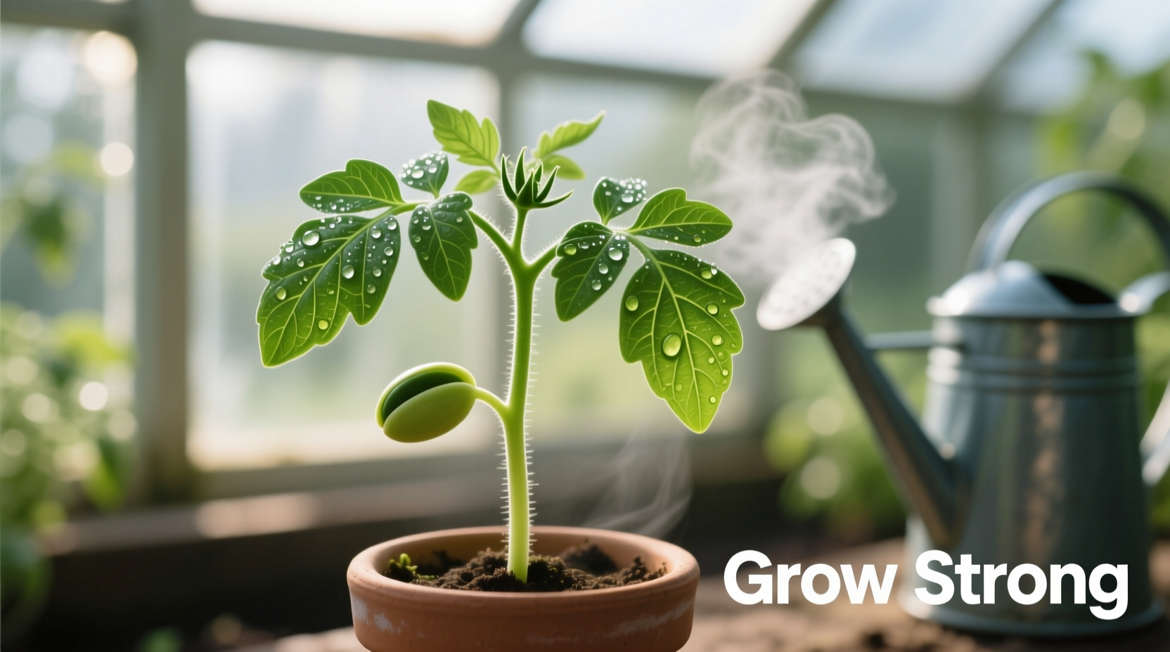 Healthy tomato seedling with vibrant green leaves