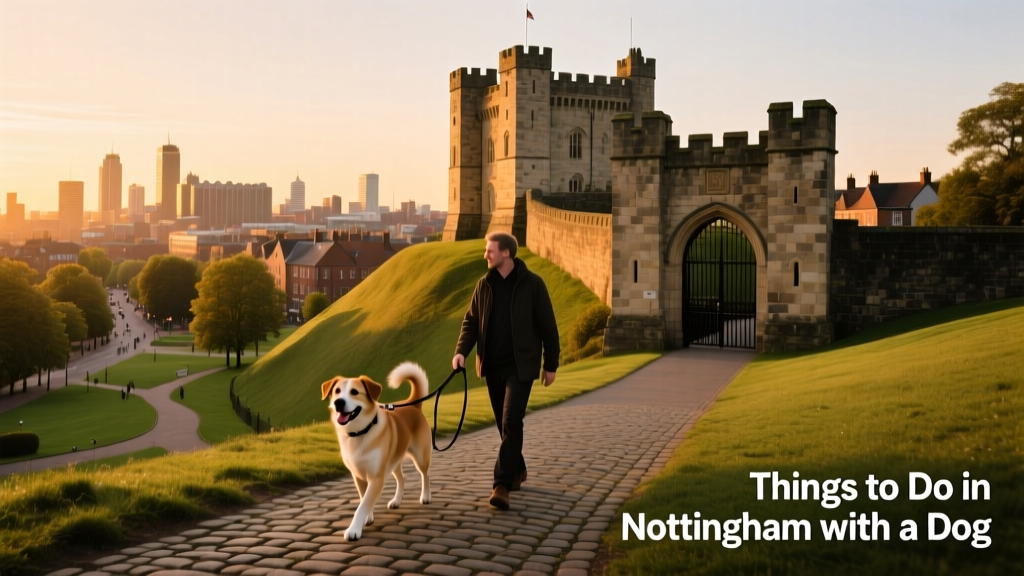 Nottingham Castle overlooking the city skyline.