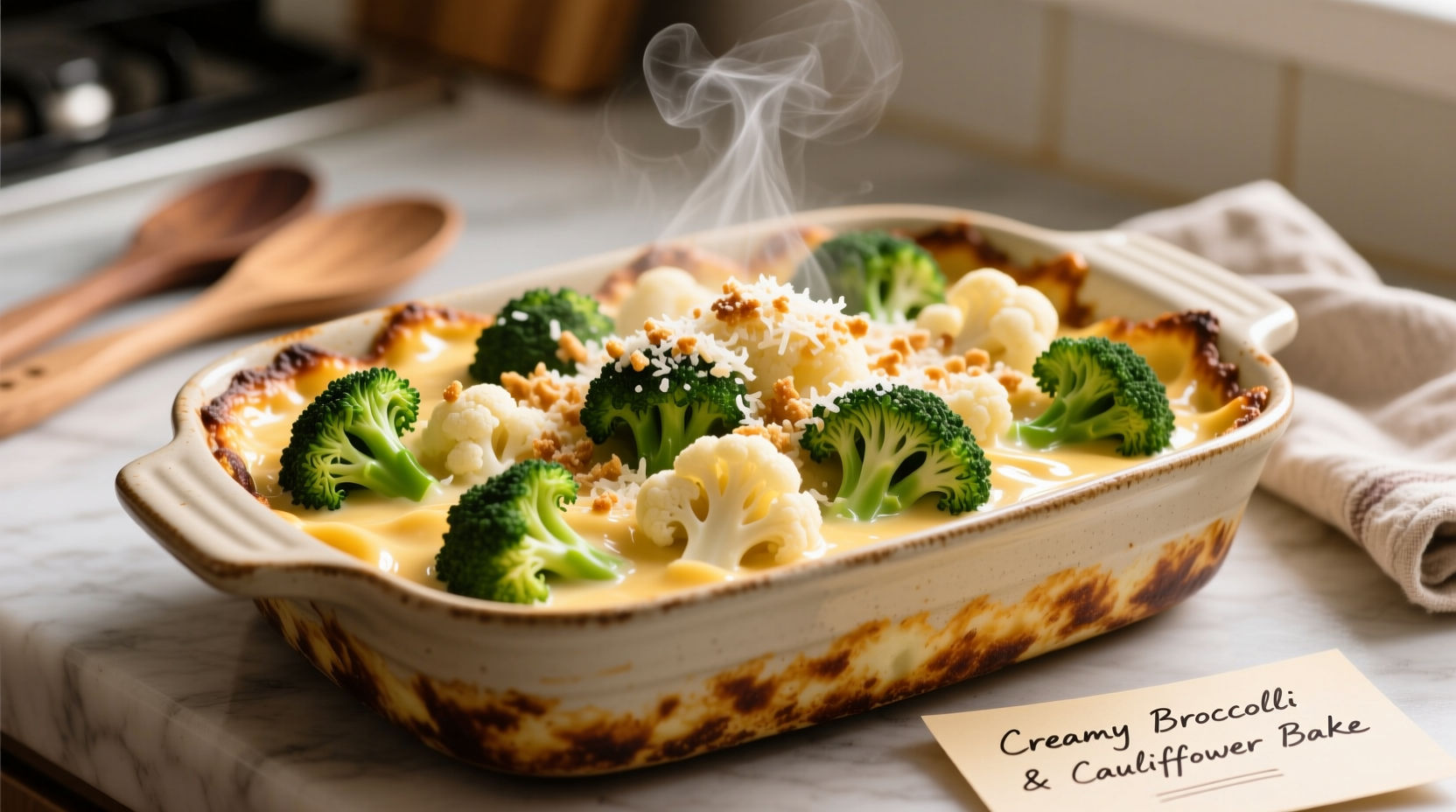 creamy broccoli and cauliflower bake recipe