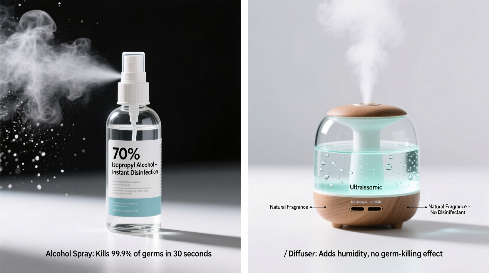 alcohol based room sprays vs diffusers which disinfects better