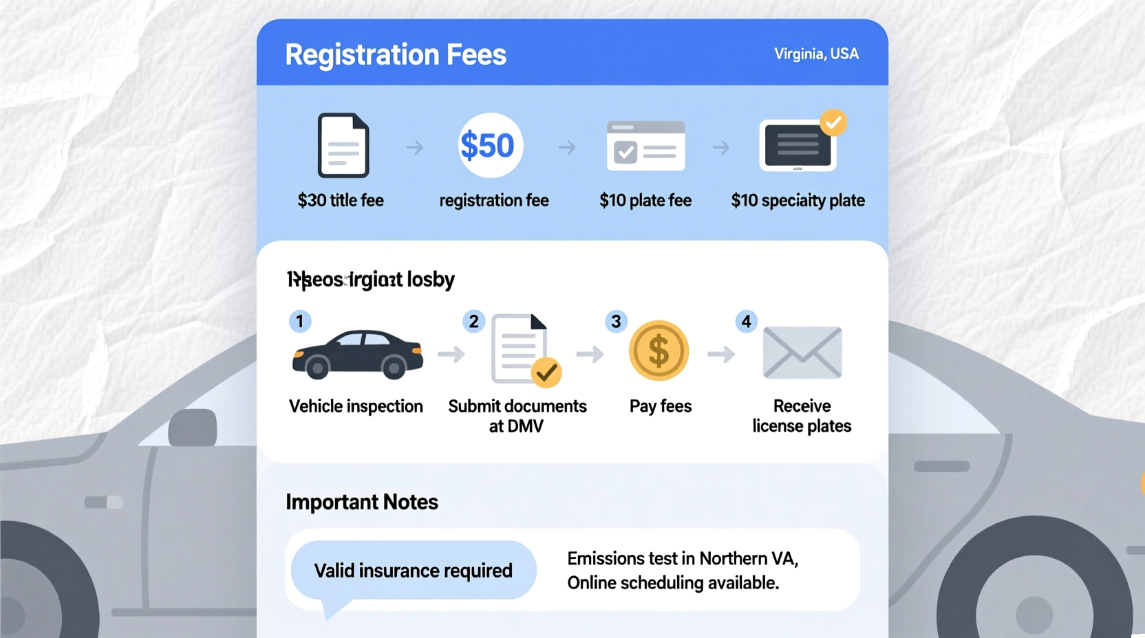how much to register car in va