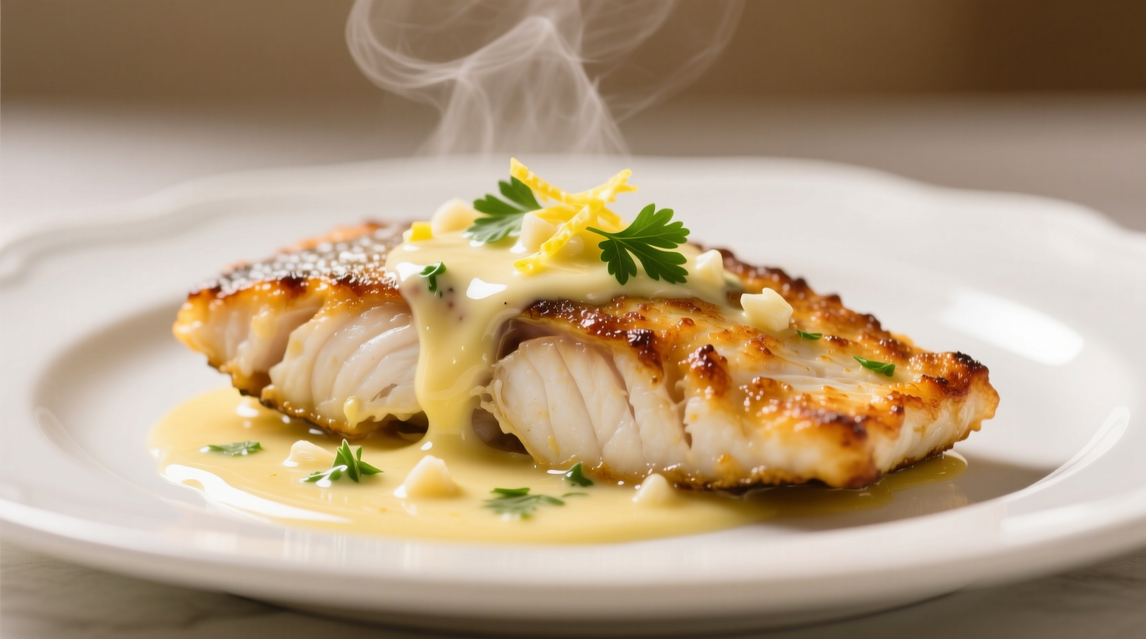 Pan-seared tilapia with garlic butter sauce