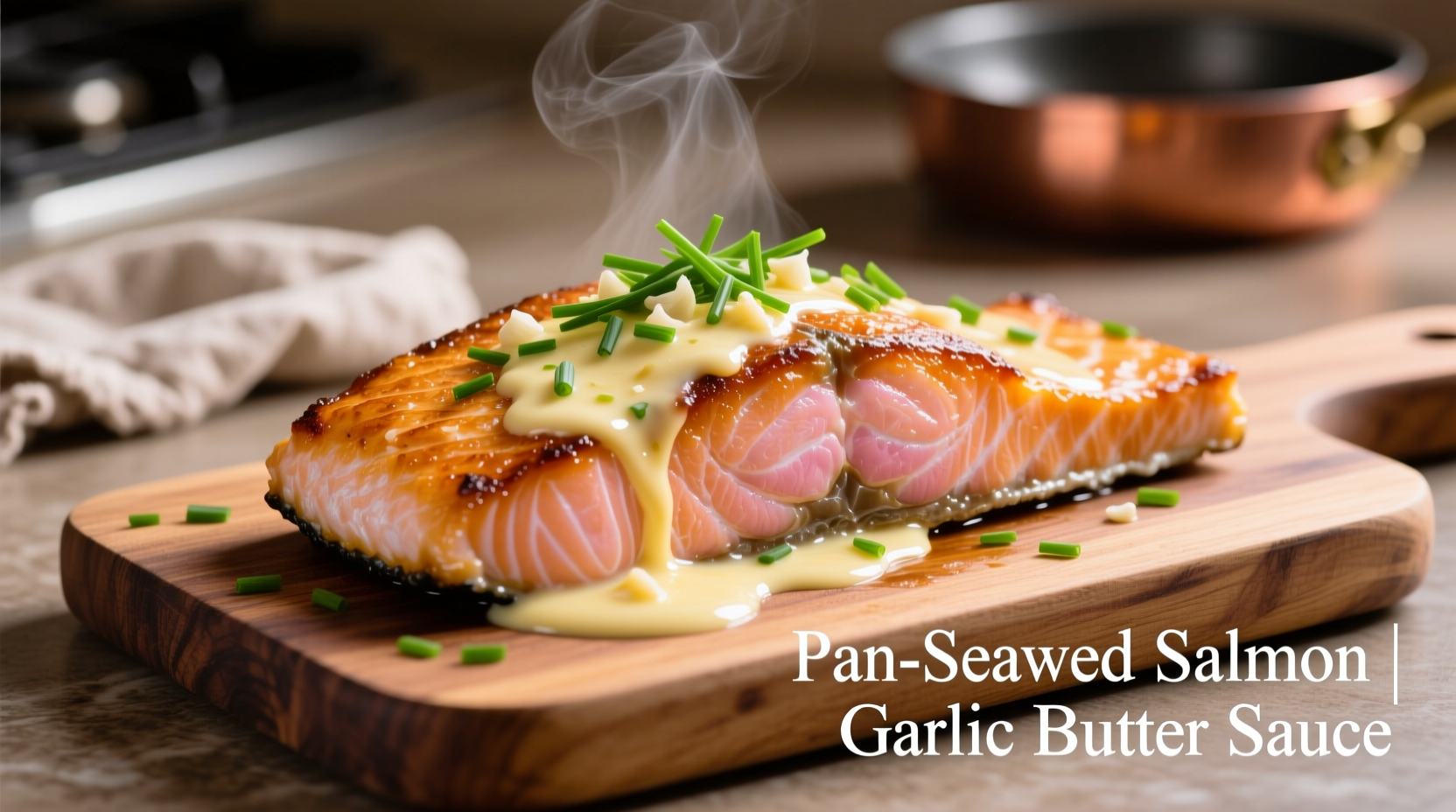 Pan-seared salmon with garlic butter sauce