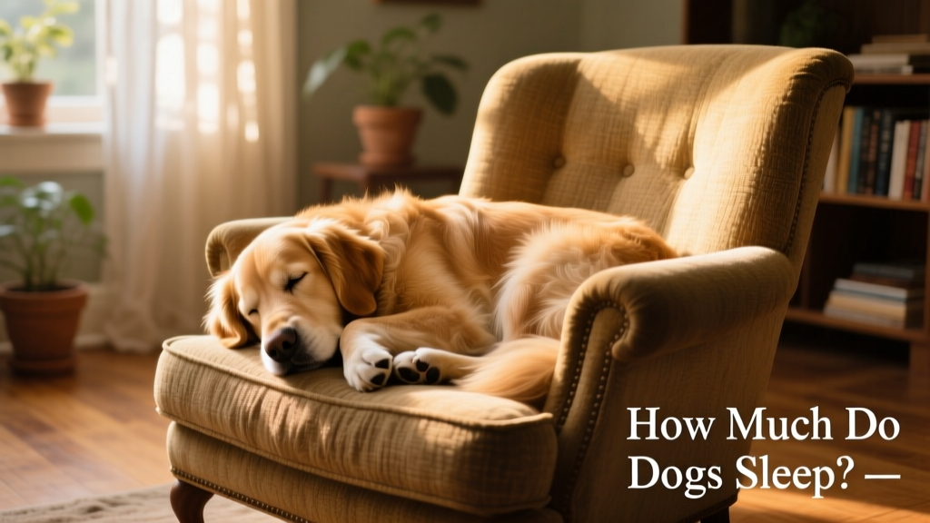 A calm dog curled up asleep in a sunlit armchair.