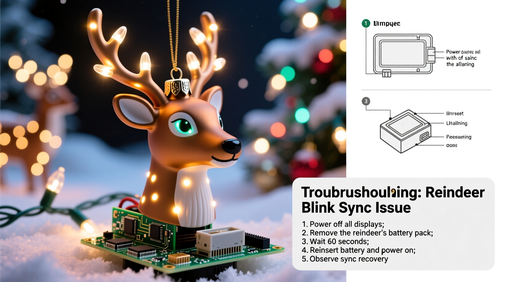 why does my lighted reindeer blink out of sync with the rest of the display and how to reset