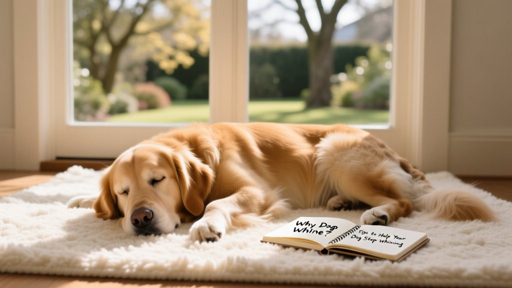 A calm, relaxed dog resting peacefully on a soft rug beside a window