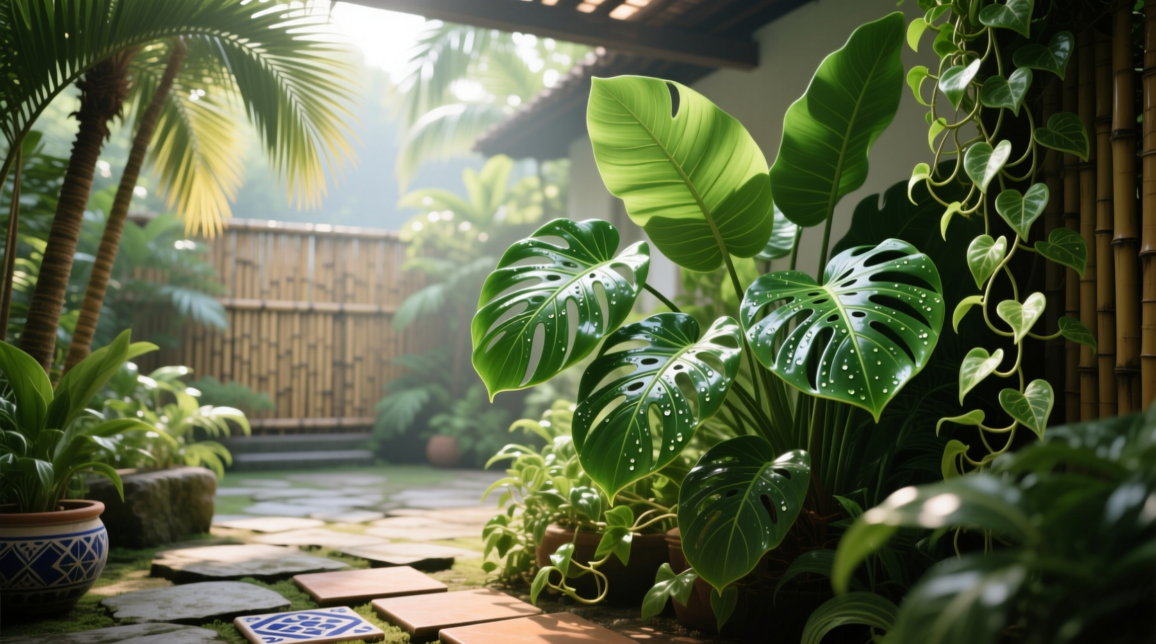 artificial tropical outdoor plants