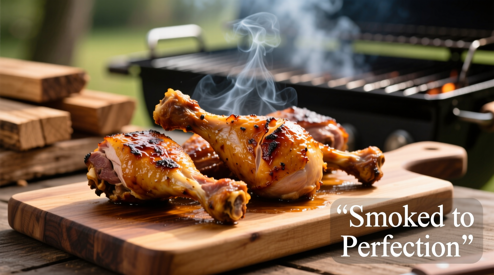 Perfectly smoked turkey drumsticks with golden skin