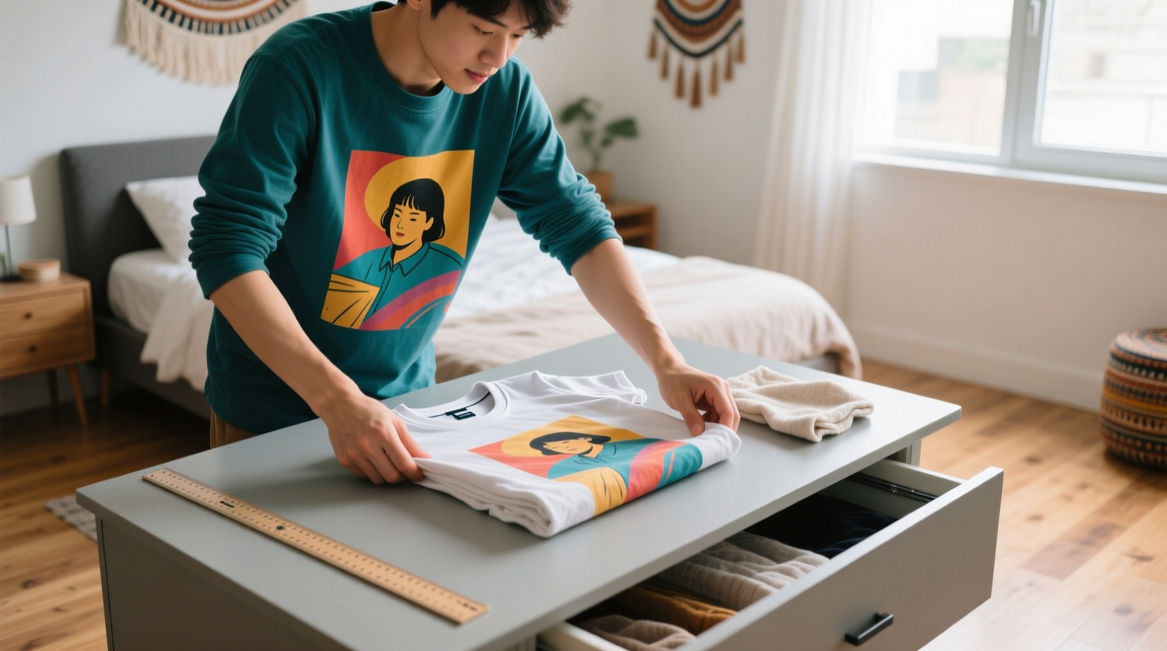 closet organization tips fold graphic tees without creasing prints