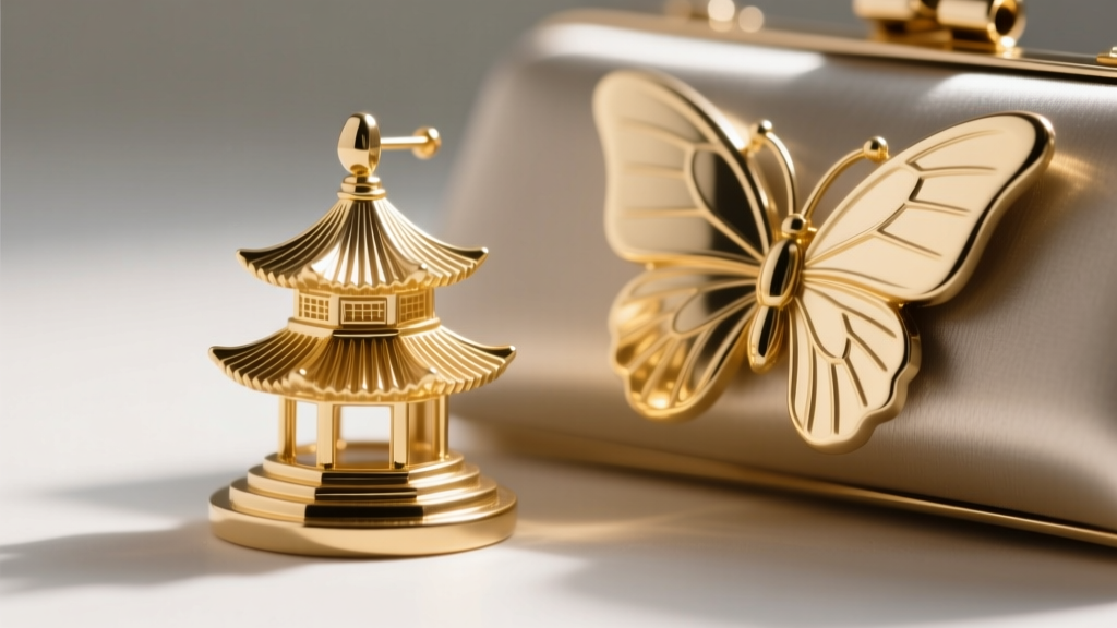Macro view of a fluted gold pagoda earring clutch beside a standard butterfly clutch, showing the wider pressure-dispersing base