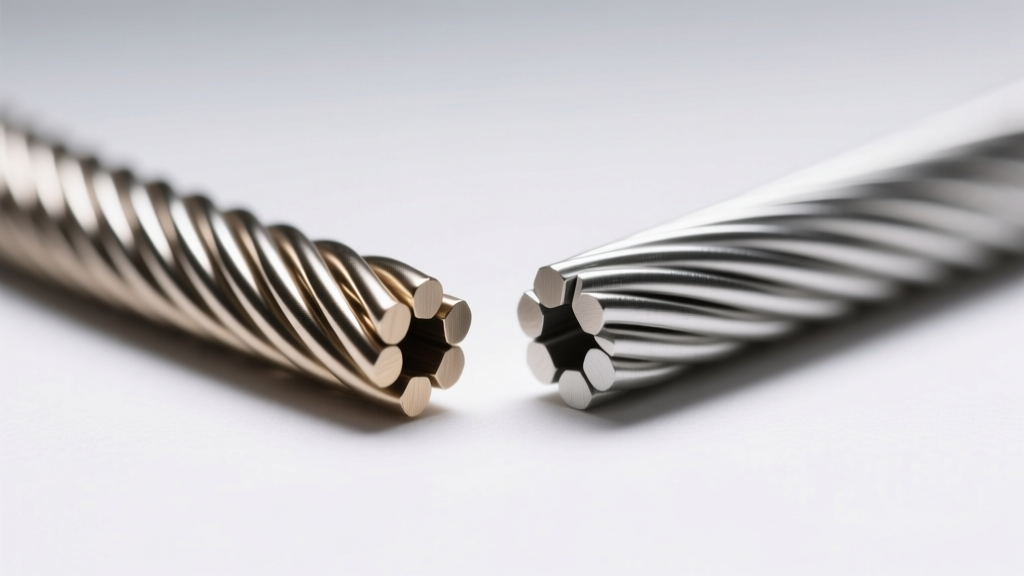 Macro shot comparing polished titanium and sterling silver hoop wires, highlighting 16-gauge thickness and brushed metal finishes.