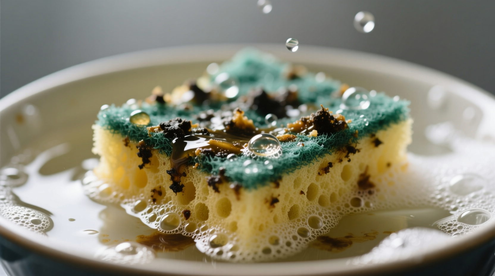 remove burned grease and food gunk from sponges with a