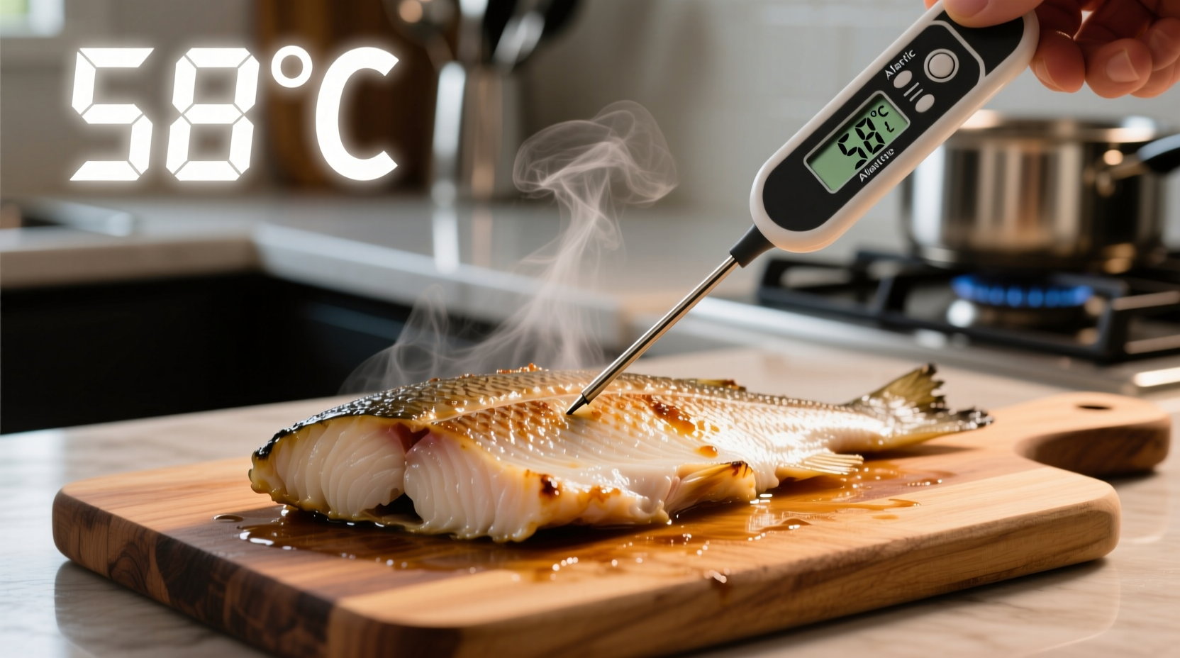 Digital thermometer measuring cod temperature