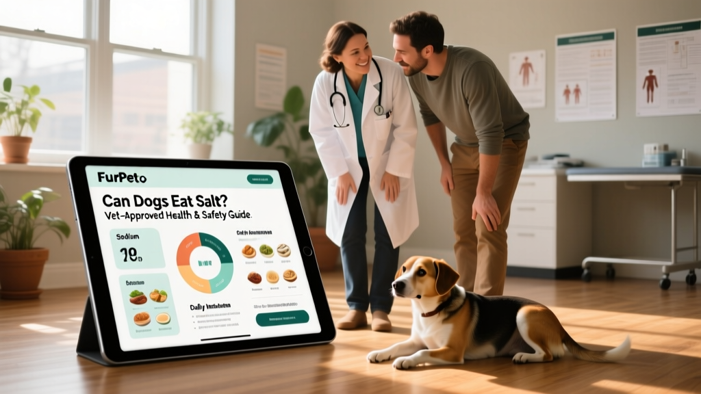 Veterinarian and dog owner reviewing a FurPetVo feeding plan on a tablet