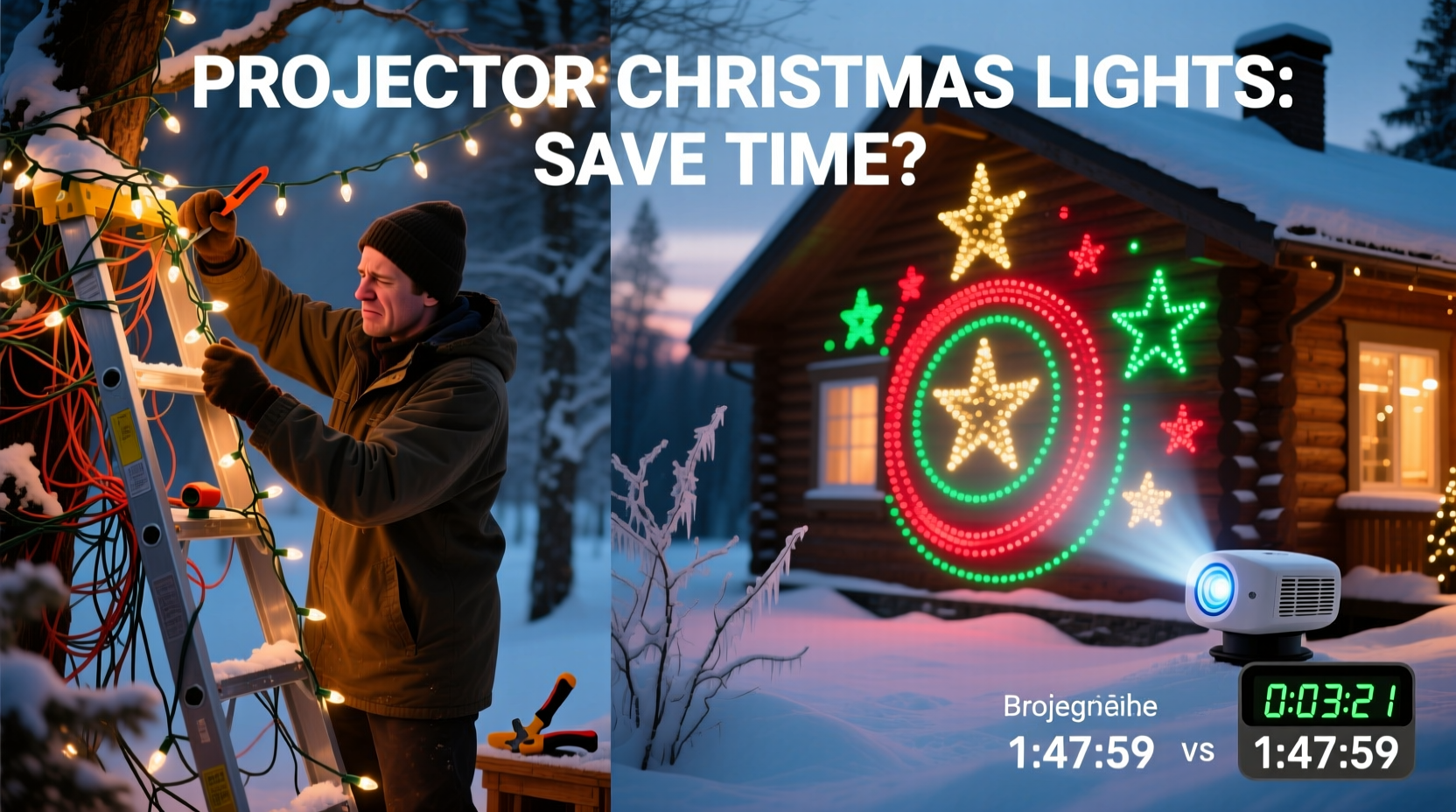 do projector christmas lights save time versus stringing manually