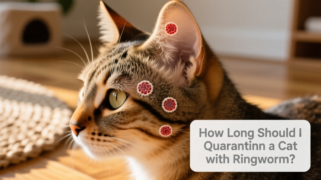 Close-up of circular, scaly lesions on a cat's ear and face—classic signs of ringworm