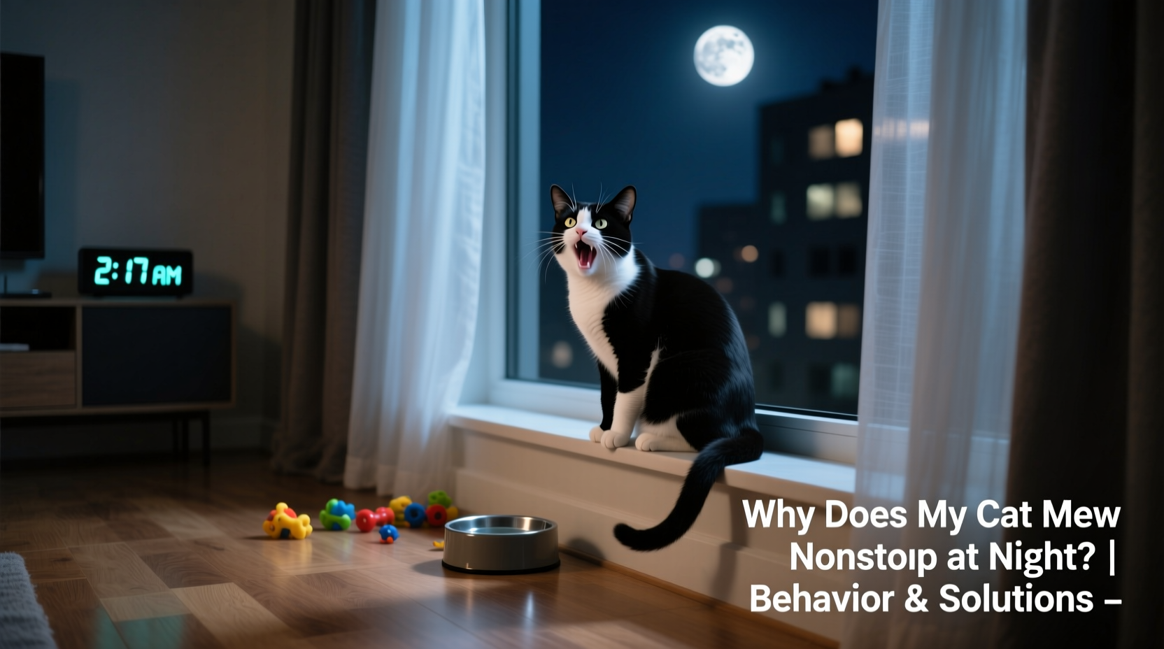 why does my indoor cat meow nonstop at night behavior changes and solutions