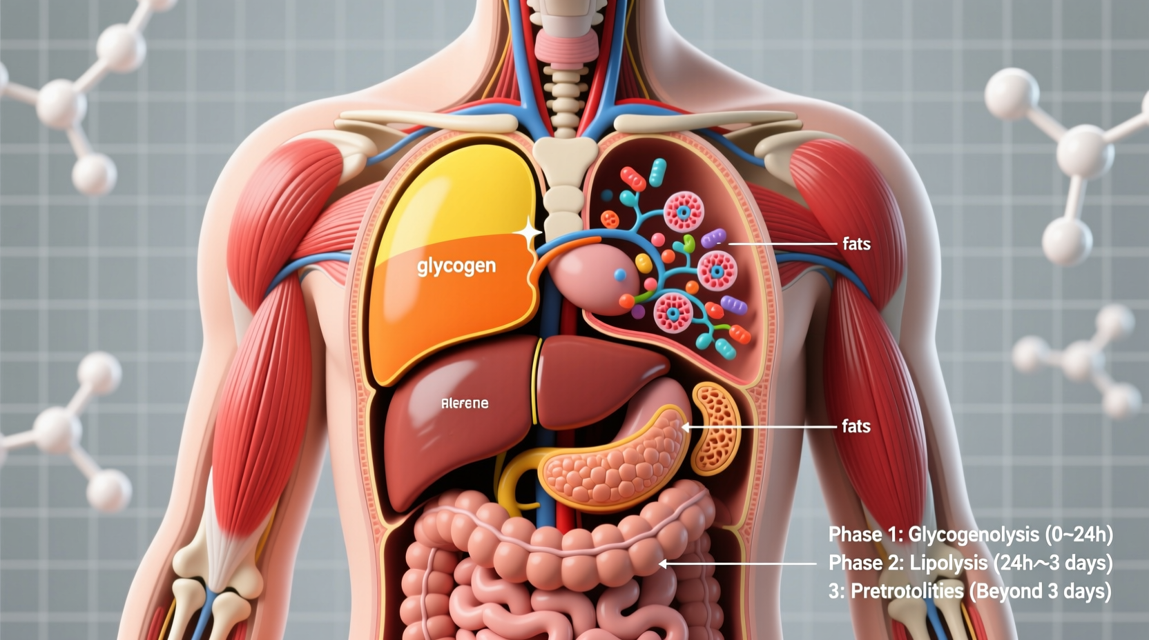 Human metabolism changes during starvation process