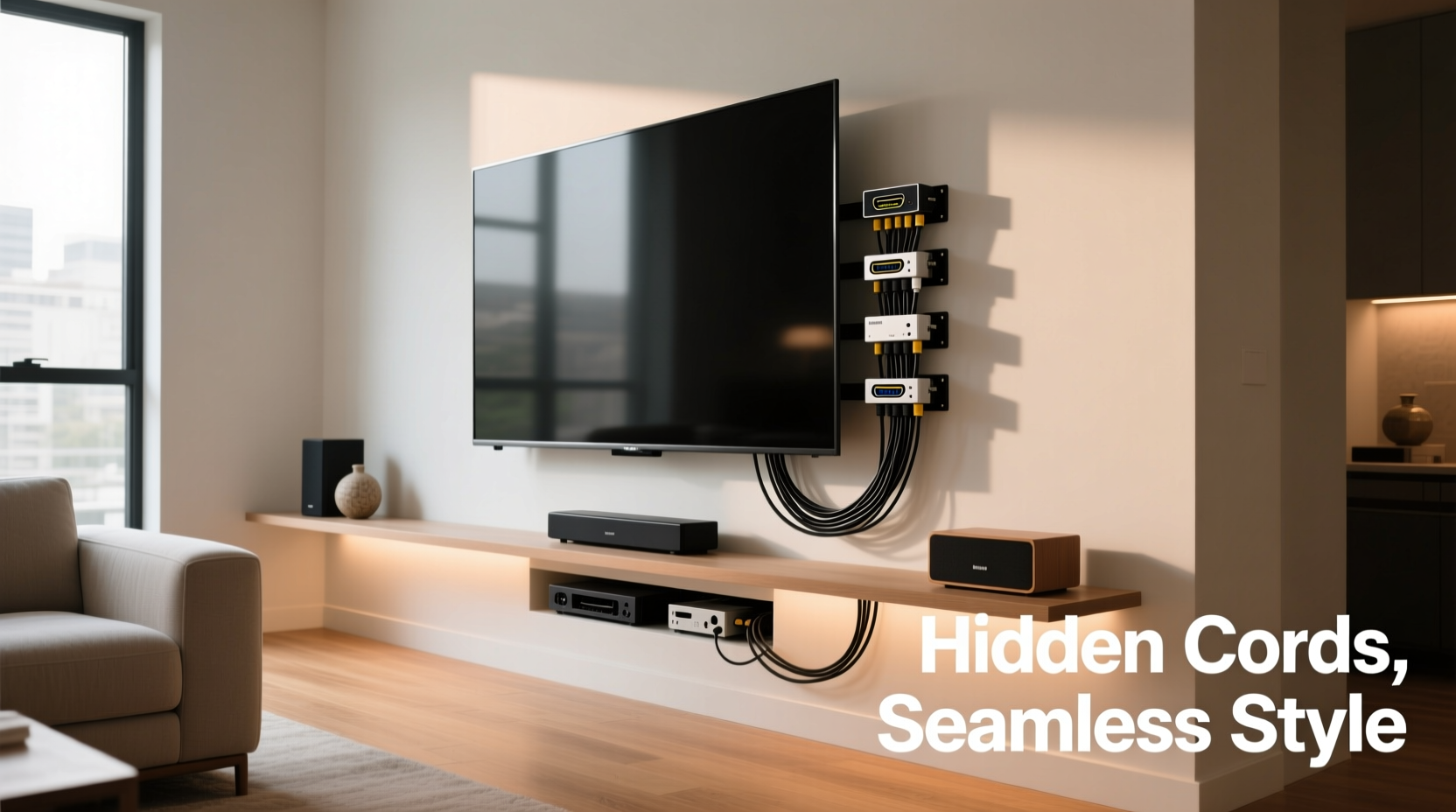 how to hide cords from your smart tv setup cleanly and affordably