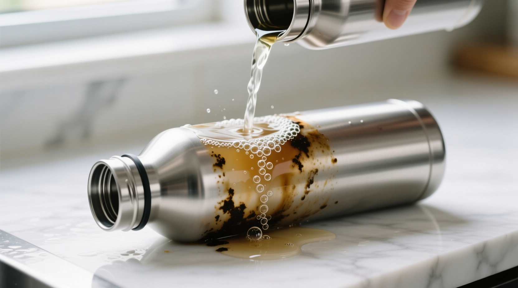 how to clean tea stains from stainless steel bottles
