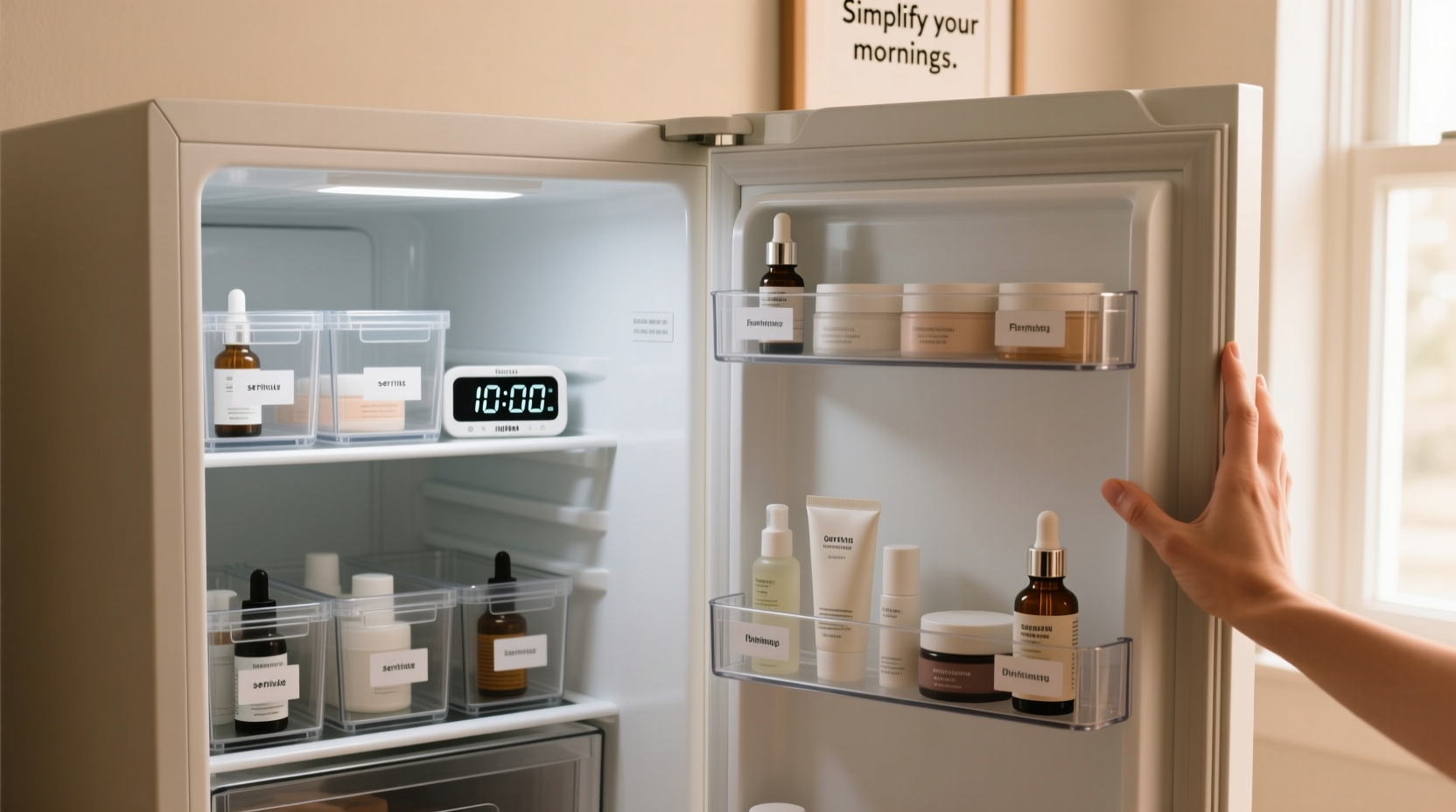 beauty fridge organization tips