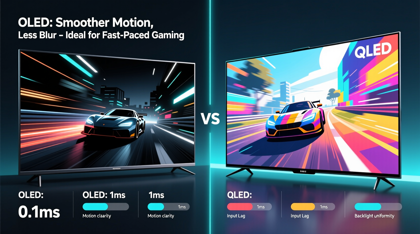 oled tv vs qled for gaming which panel type gives smoother motion and less blur