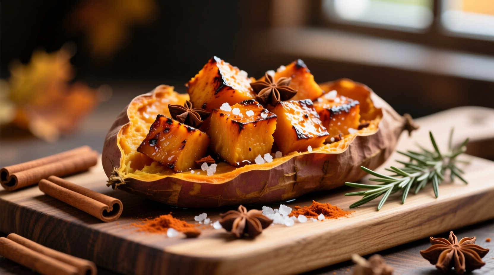 Perfectly roasted sweet potato cubes with paprika and cumin