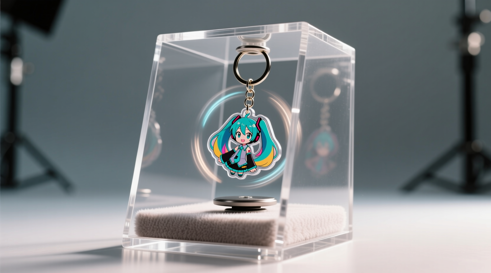 how to organize anime keychains on rotating acrylic stands