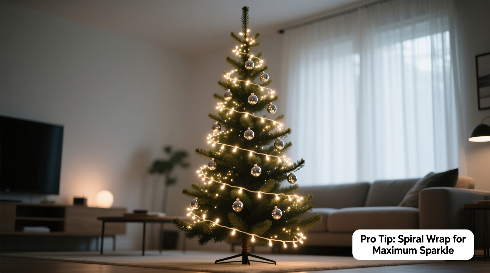 how to wrap a slim christmas tree with lights for maximum sparkle visibility