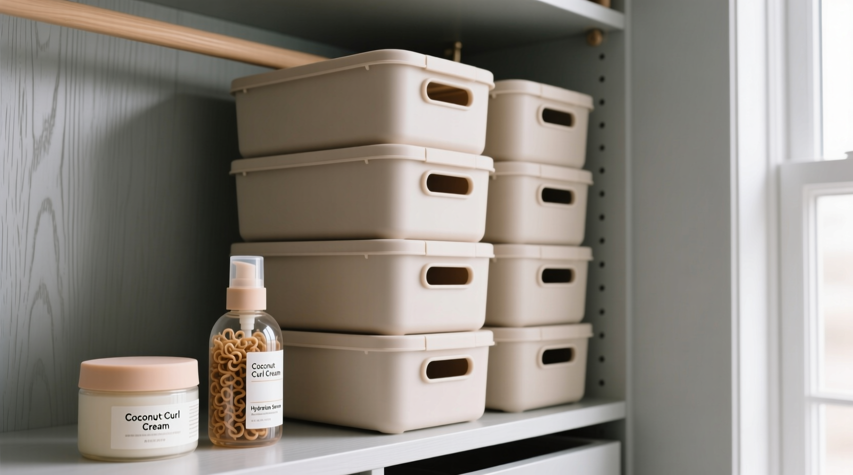 closet organization tips for curly hair products