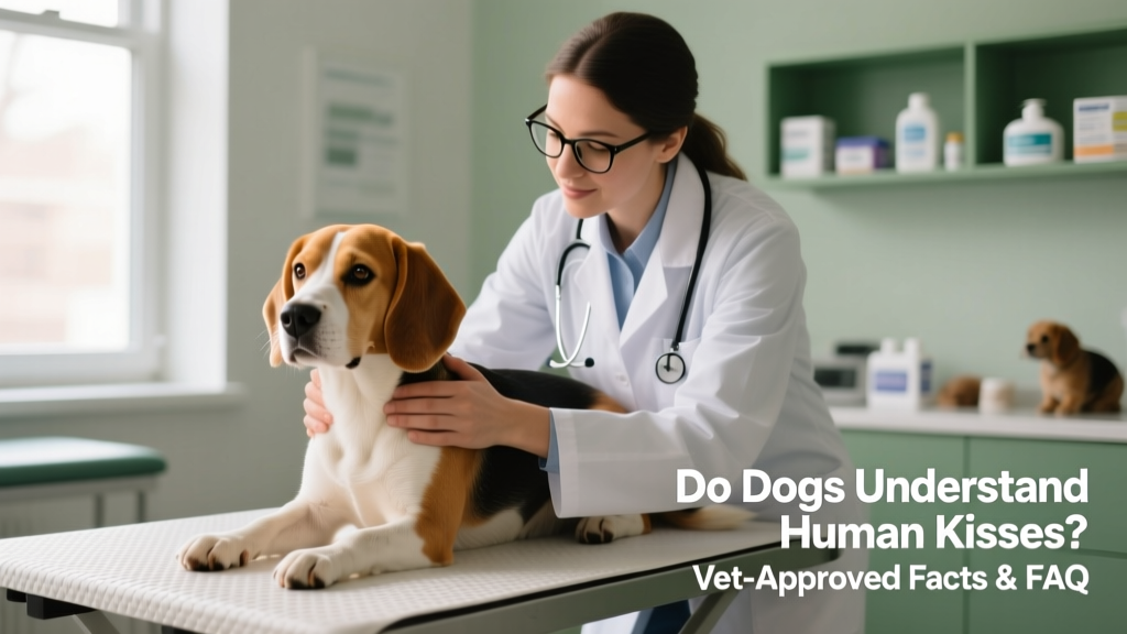A veterinarian gently interacting with a calm, seated beagle during a wellness check, illustrating trusted human-animal bonding