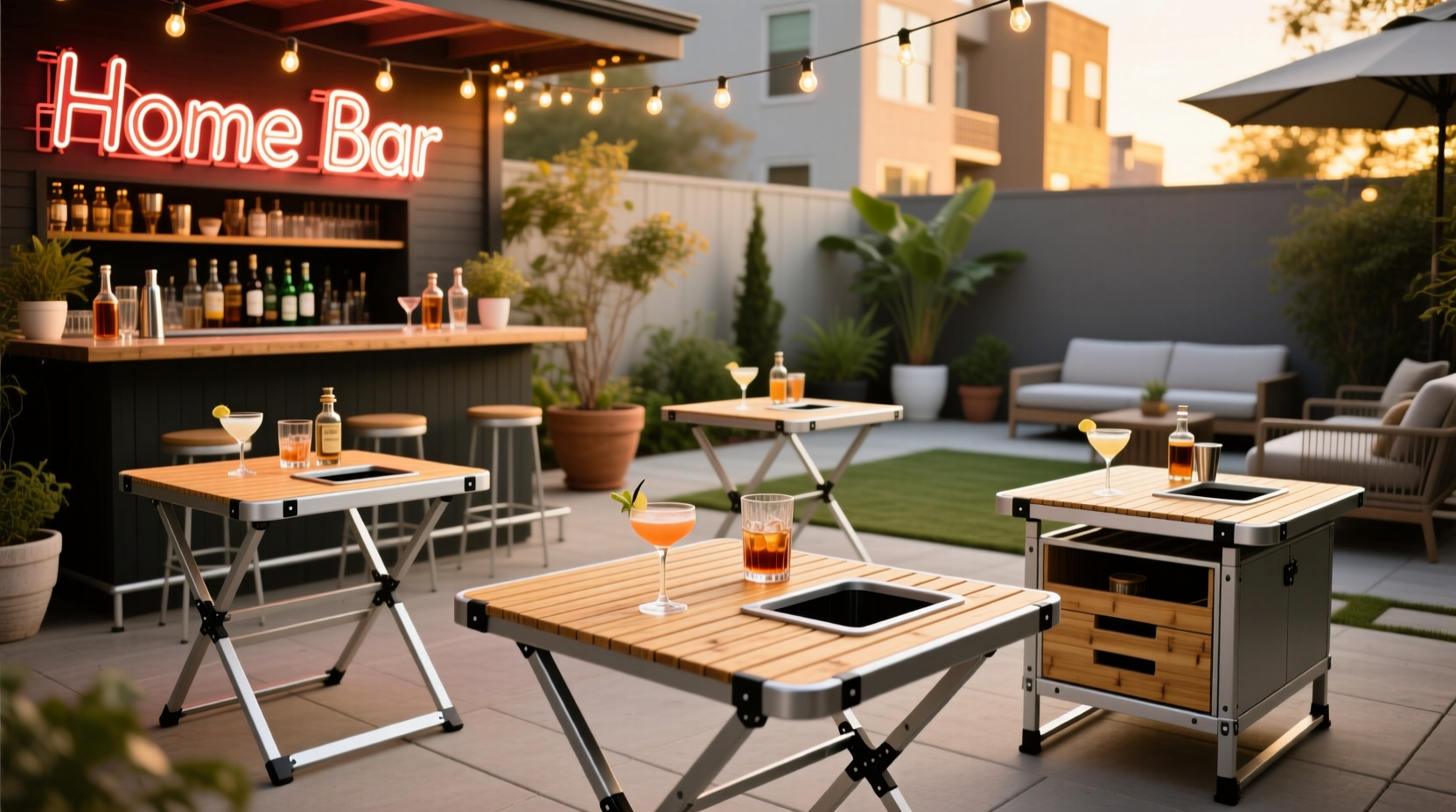 best foldable tables for setting up a pop up home bar