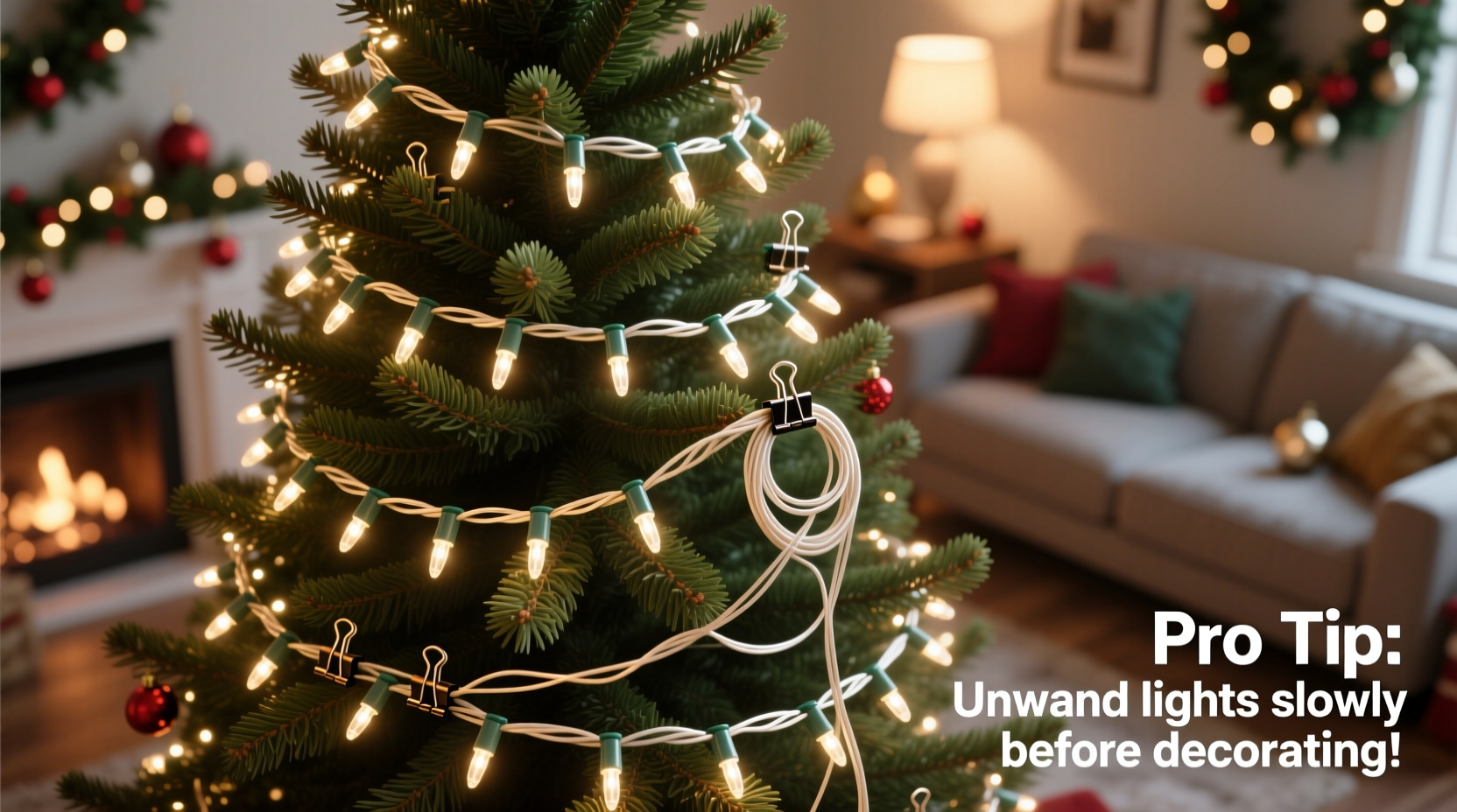 how to prevent tangled net lights when decorating a full christmas tree
