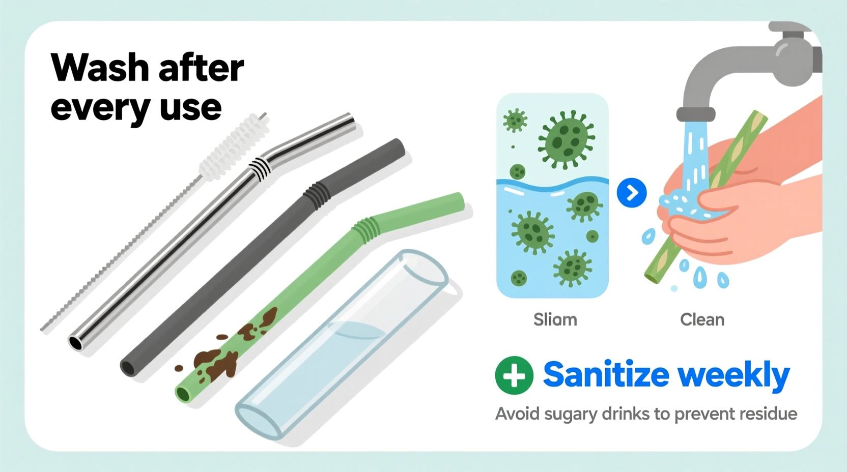 are reusable straws hygienic and how often should you wash them
