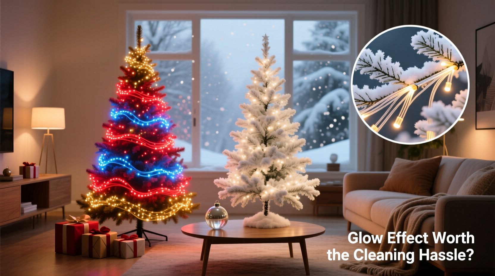 fiber optic christmas tree vs flocking coated tree is the glow effect worth the cleaning hassle