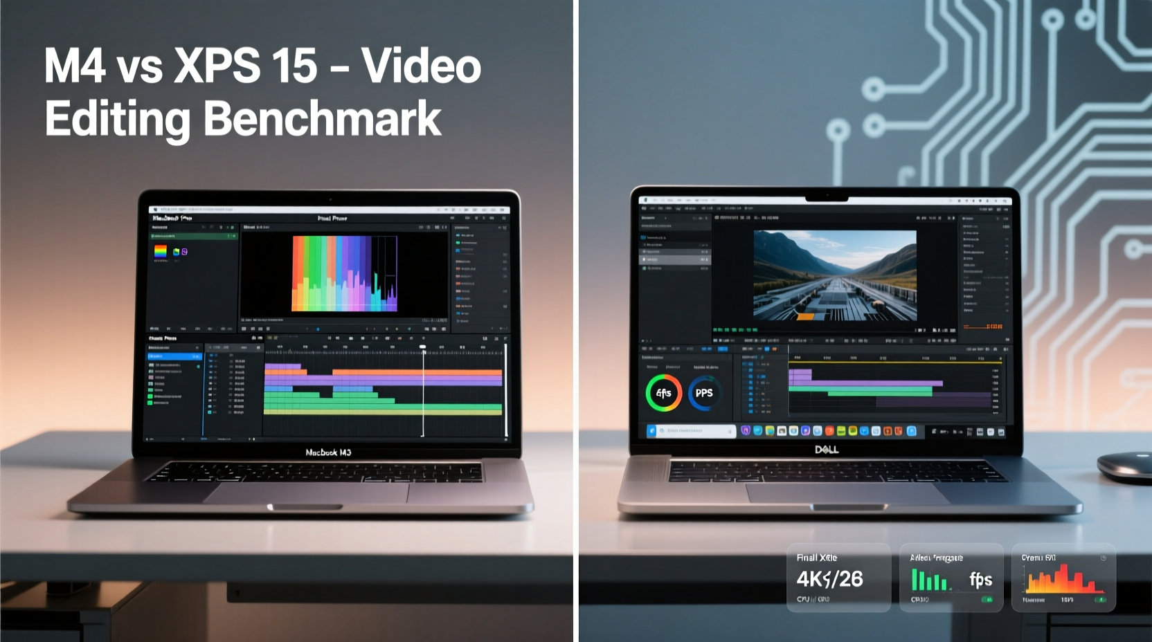 macbook pro m3 vs dell xps 15 for video editing performance test