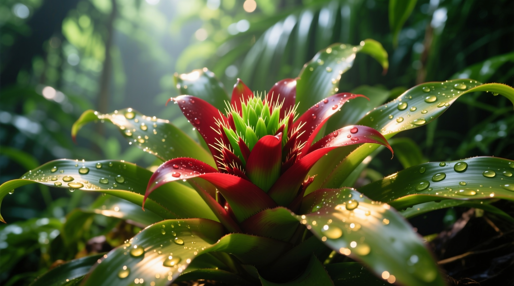 tropical bromeliad plant
