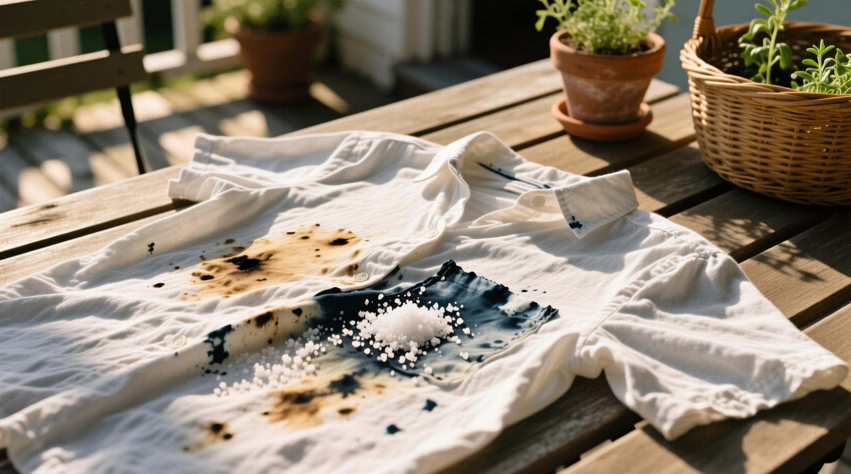 remove ink stains with salt sunlight
