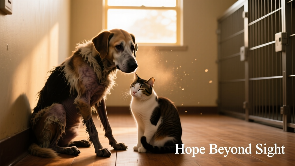 Devastated Dog Surrendered to CT Shelter Gets Unexpected Comfort from Deaf and Blind Cat