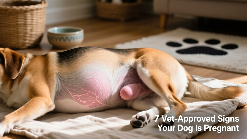 Close-up of a dog's teats showing subtle enlargement and light pink coloration typical of early pregnancy