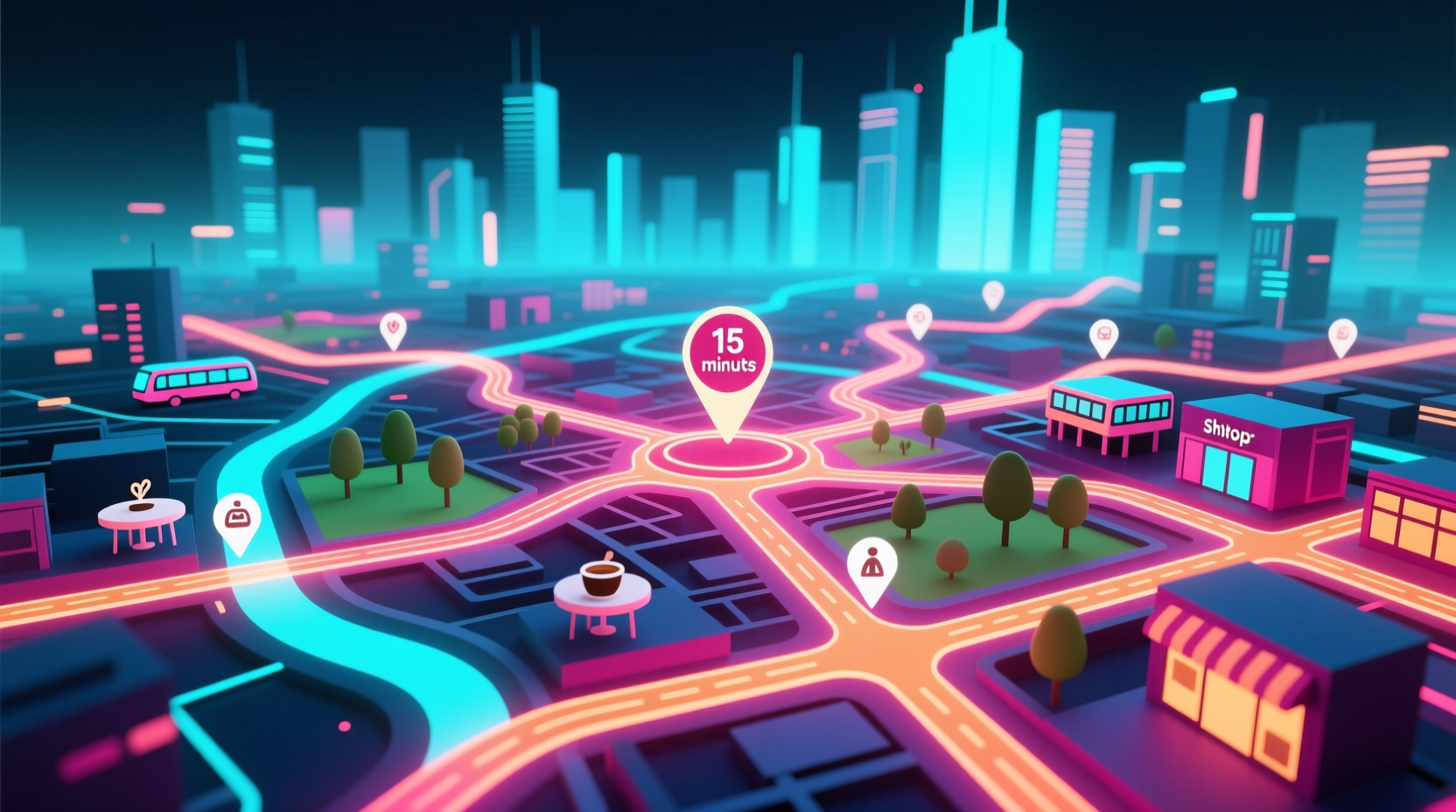 mapnificient shows where you can go in 15 minutes