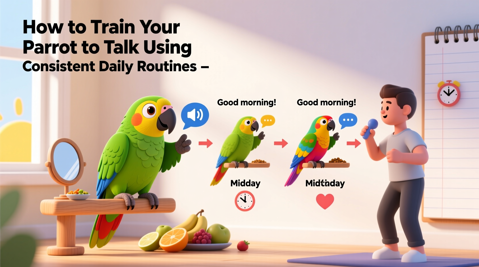 how to train your parrot to talk using consistent daily routines