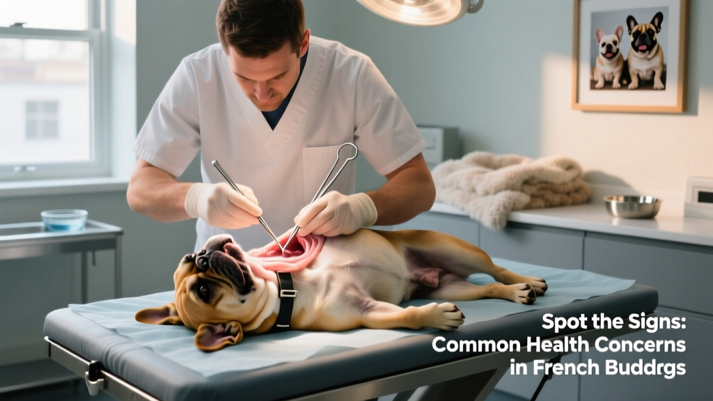 Veterinary surgeon performing a soft palate resection on a French Bulldog under anesthesia