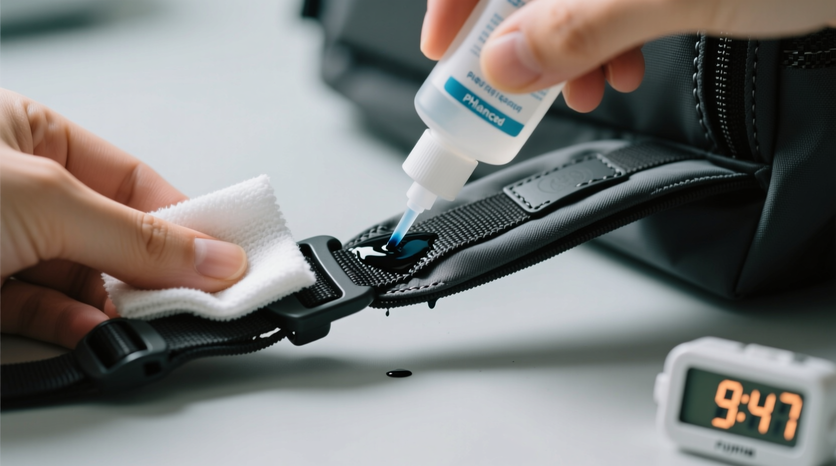 ink removal from polyester backpack straps