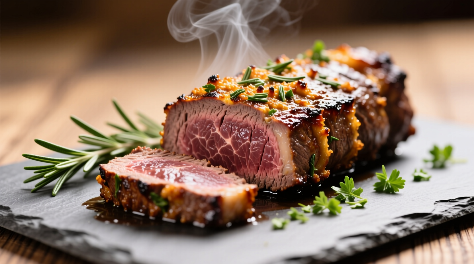 Perfectly roasted beef tenderloin with herb crust