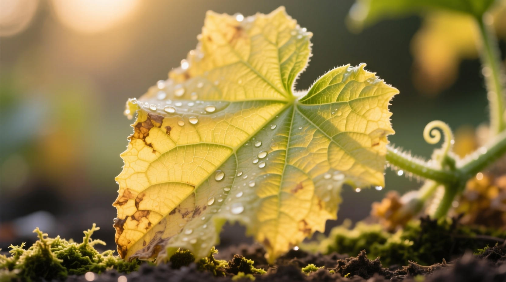 yellowing cucumber leaves