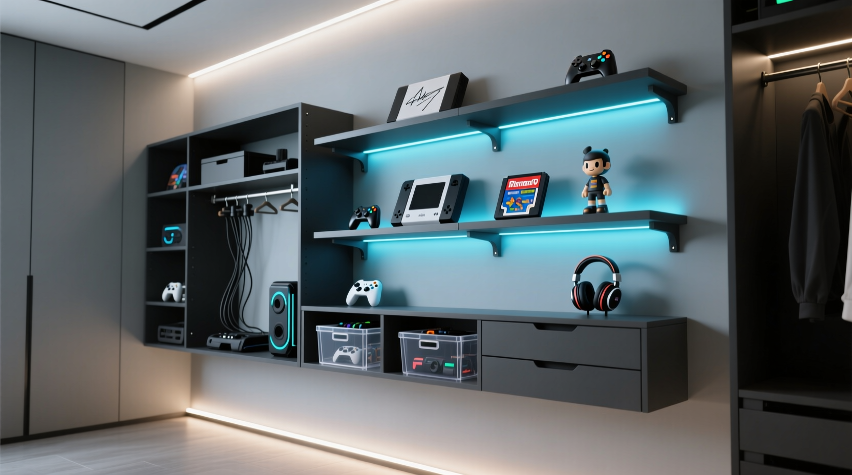 gaming gear closet stream ready organization
