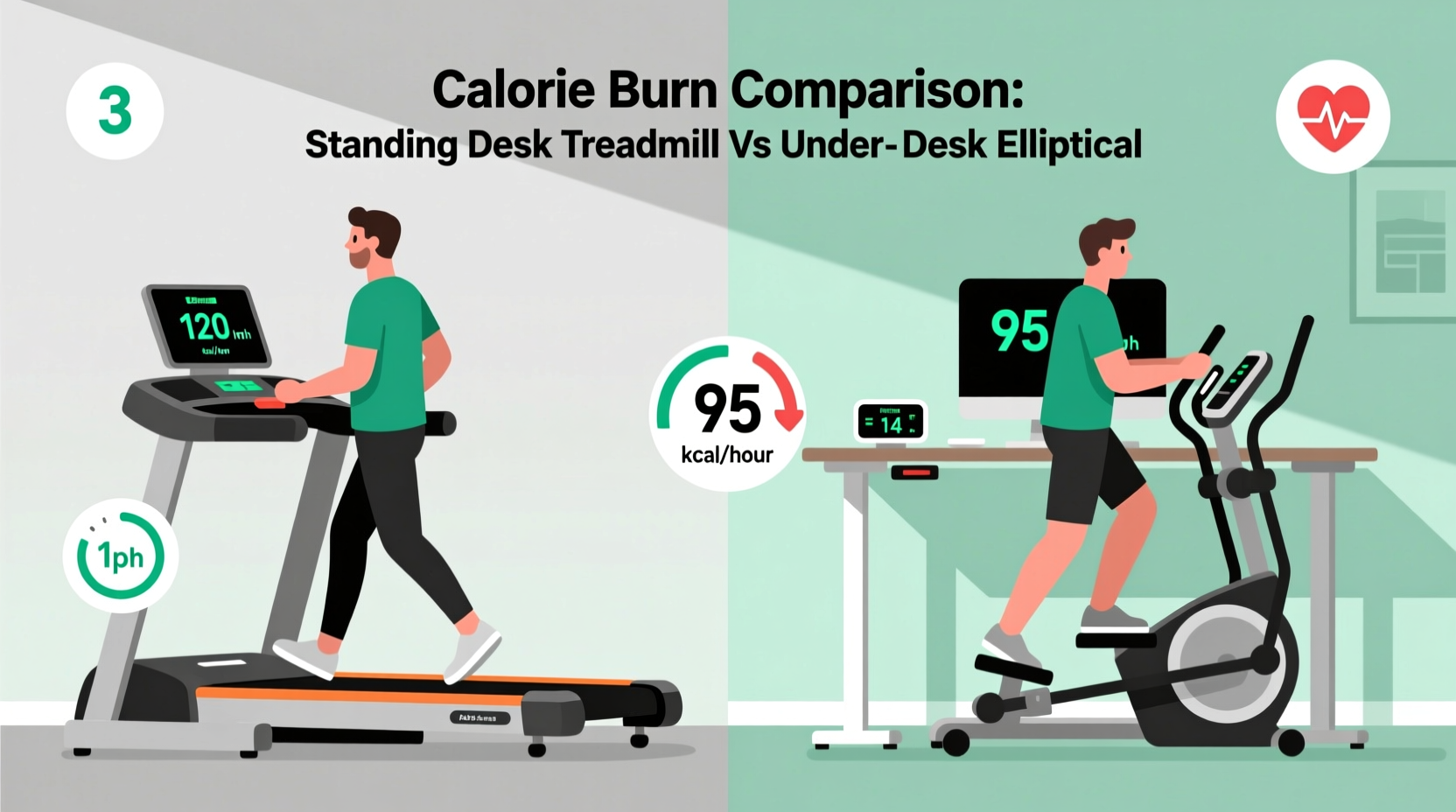 standing desk treadmill vs under desk elliptical which burns more calories while working