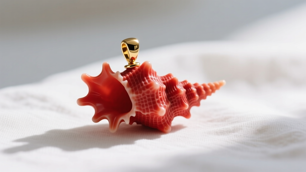 Vibrant red coral cornicello pendant with a gold cap on raw white linen, emphasizing the organic texture and deep red color.