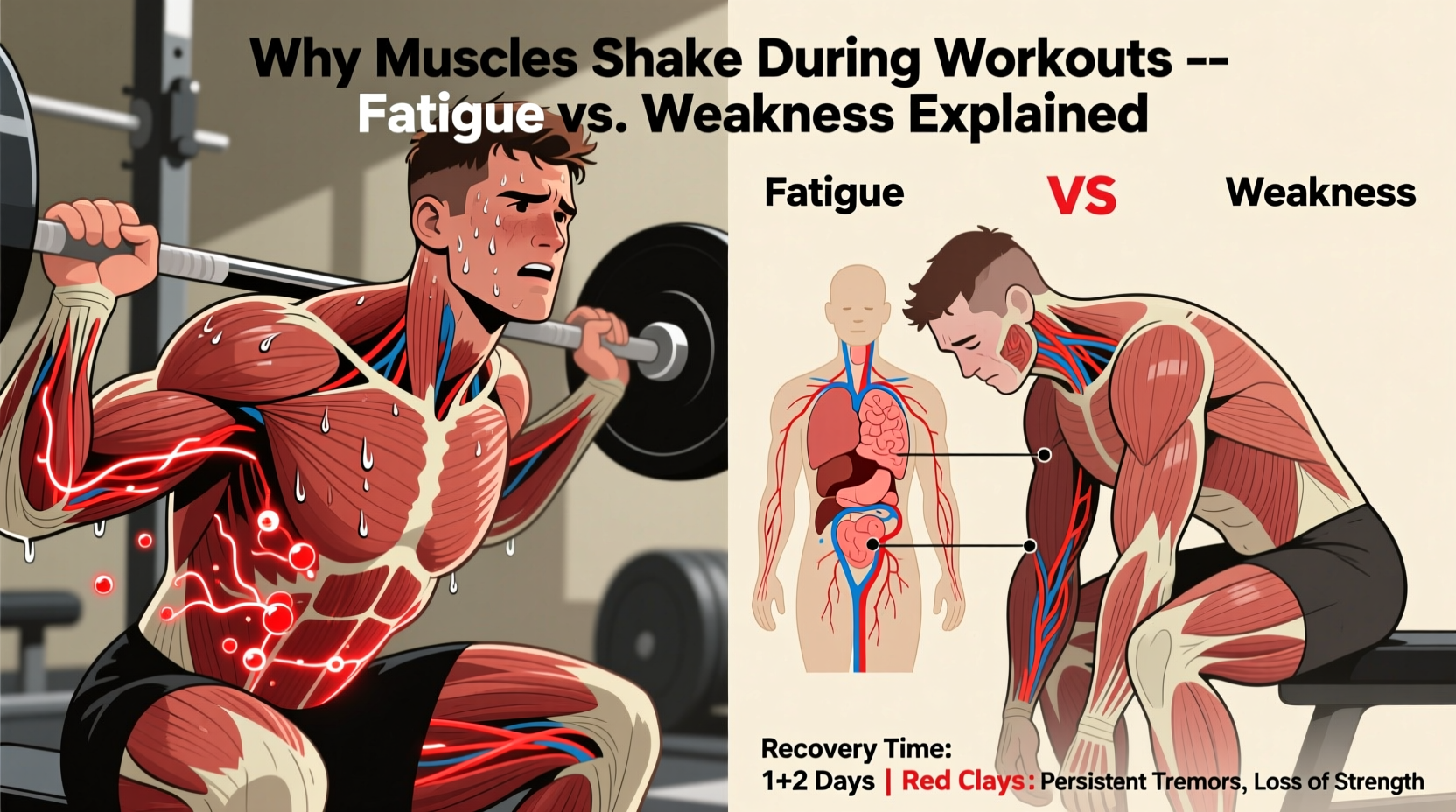 why do my muscles shake during workouts fatigue vs weakness explained